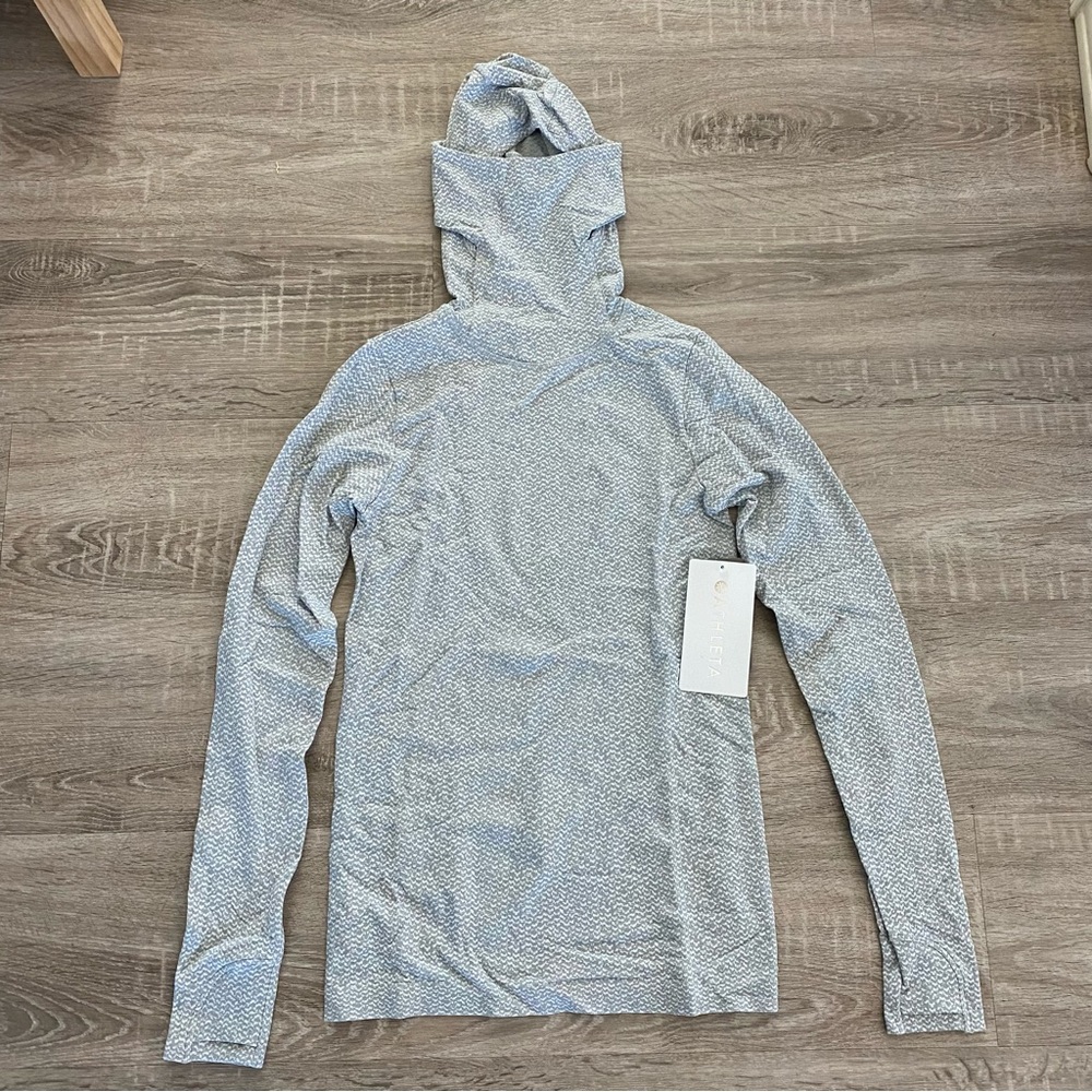 NWT Athleta flurry balaclava hoodie seamless herringbone grey